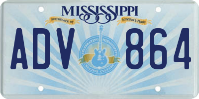 MS license plate ADV864