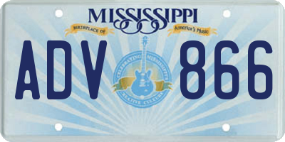 MS license plate ADV866