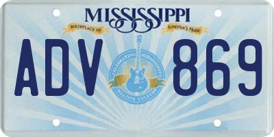 MS license plate ADV869
