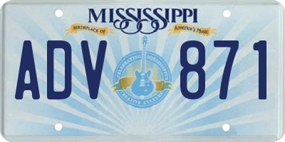 MS license plate ADV871