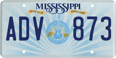 MS license plate ADV873