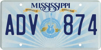 MS license plate ADV874