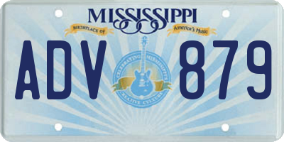 MS license plate ADV879