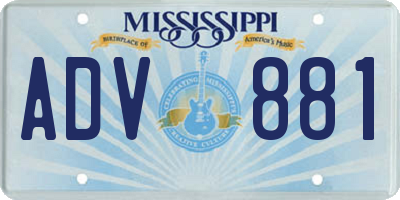 MS license plate ADV881