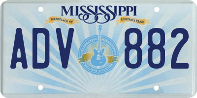 MS license plate ADV882