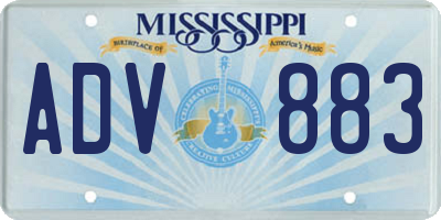 MS license plate ADV883