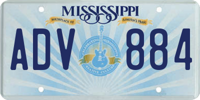 MS license plate ADV884