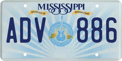 MS license plate ADV886