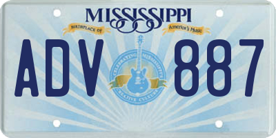 MS license plate ADV887
