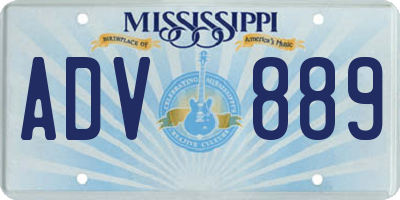 MS license plate ADV889
