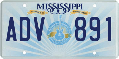 MS license plate ADV891