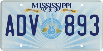 MS license plate ADV893