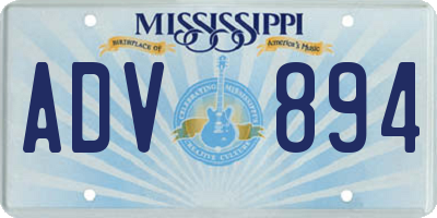 MS license plate ADV894