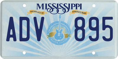 MS license plate ADV895