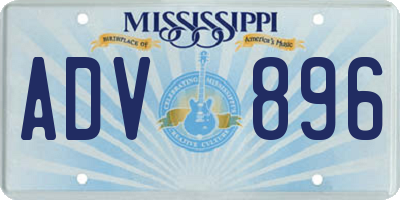 MS license plate ADV896