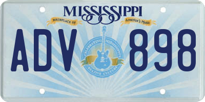 MS license plate ADV898