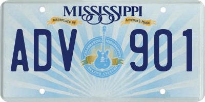 MS license plate ADV901