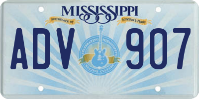 MS license plate ADV907