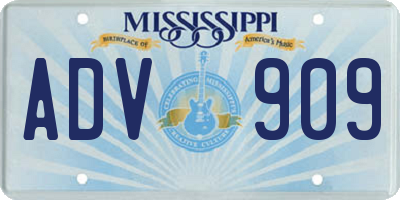 MS license plate ADV909