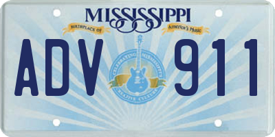 MS license plate ADV911