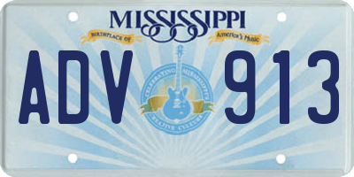 MS license plate ADV913