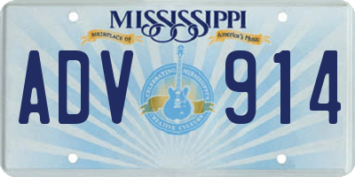 MS license plate ADV914