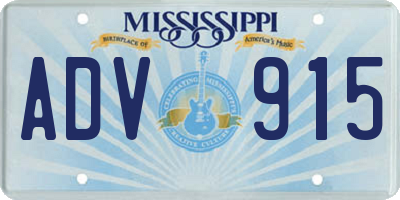 MS license plate ADV915