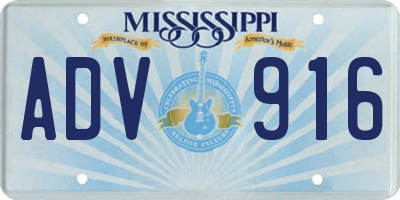 MS license plate ADV916