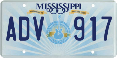 MS license plate ADV917