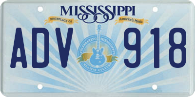 MS license plate ADV918