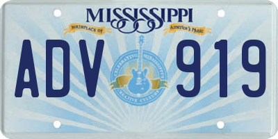 MS license plate ADV919