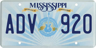 MS license plate ADV920