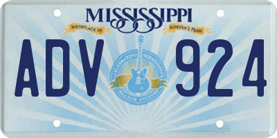 MS license plate ADV924