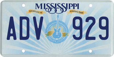 MS license plate ADV929