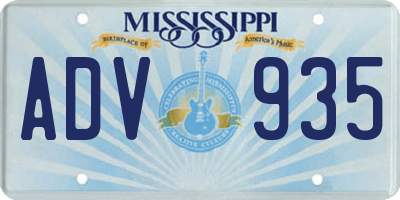 MS license plate ADV935
