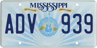 MS license plate ADV939