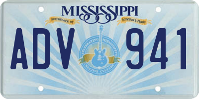 MS license plate ADV941