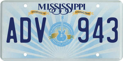 MS license plate ADV943