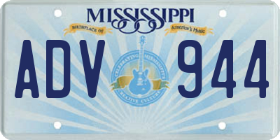 MS license plate ADV944