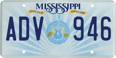 MS license plate ADV946
