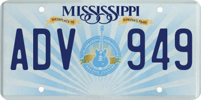 MS license plate ADV949
