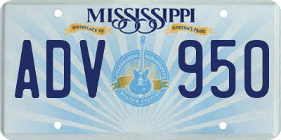 MS license plate ADV950