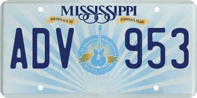 MS license plate ADV953