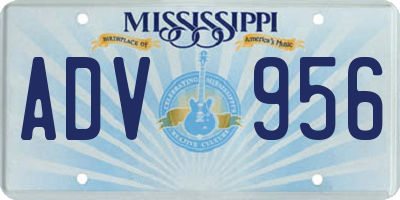 MS license plate ADV956