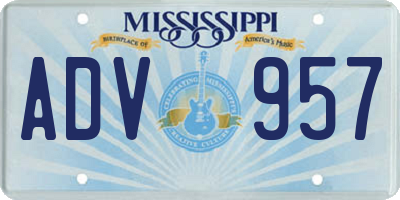 MS license plate ADV957
