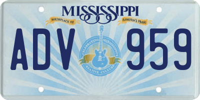 MS license plate ADV959