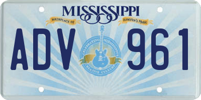MS license plate ADV961