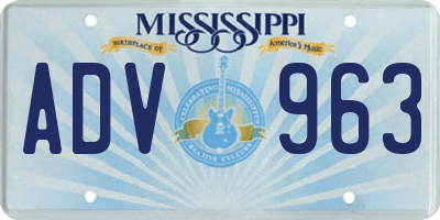 MS license plate ADV963