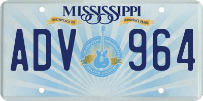MS license plate ADV964