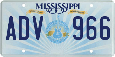 MS license plate ADV966